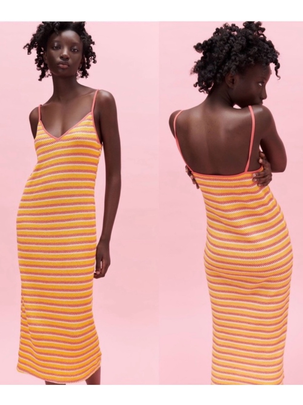 Zara Striped Maxi Dress in Yellow & Pink